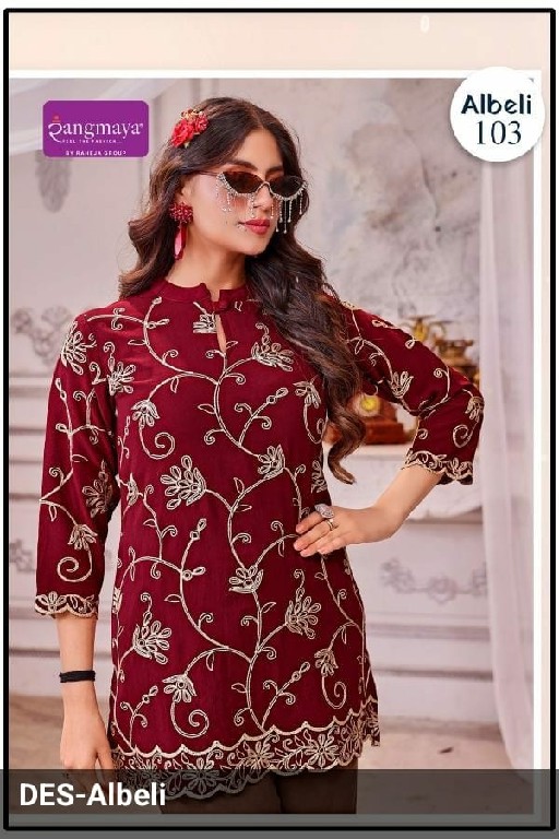 RANGMAYA ALBELI WHOLESALE READYMADE GEORGETTE HEAVY WORK SHORT TOPS FOR WOMEN ONLINE