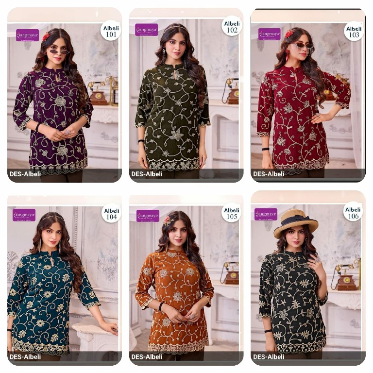 RANGMAYA ALBELI WHOLESALE READYMADE GEORGETTE HEAVY WORK SHORT TOPS FOR WOMEN ONLINE