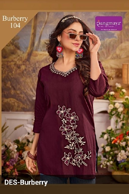 RANGMAYA BURBERRY WHOLESALE READYMADE COTTON WITH WORK STYLISH LOOK SHORT TOPS FOR EXPORT