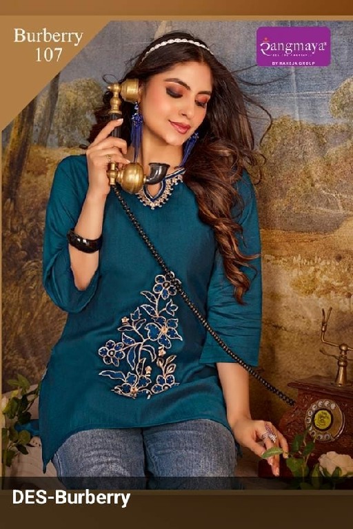 RANGMAYA BURBERRY WHOLESALE READYMADE COTTON WITH WORK STYLISH LOOK SHORT TOPS FOR EXPORT