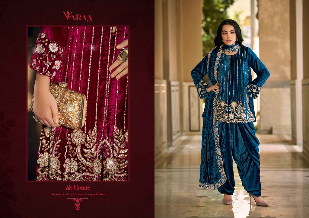VARAA FAB GUL-E-GULZAR VOL 1 WHOLESALE VISCOSE VELVET WINTER AMAZING DESIGN UNSTITCH SALWAR SUITS EXPORTER