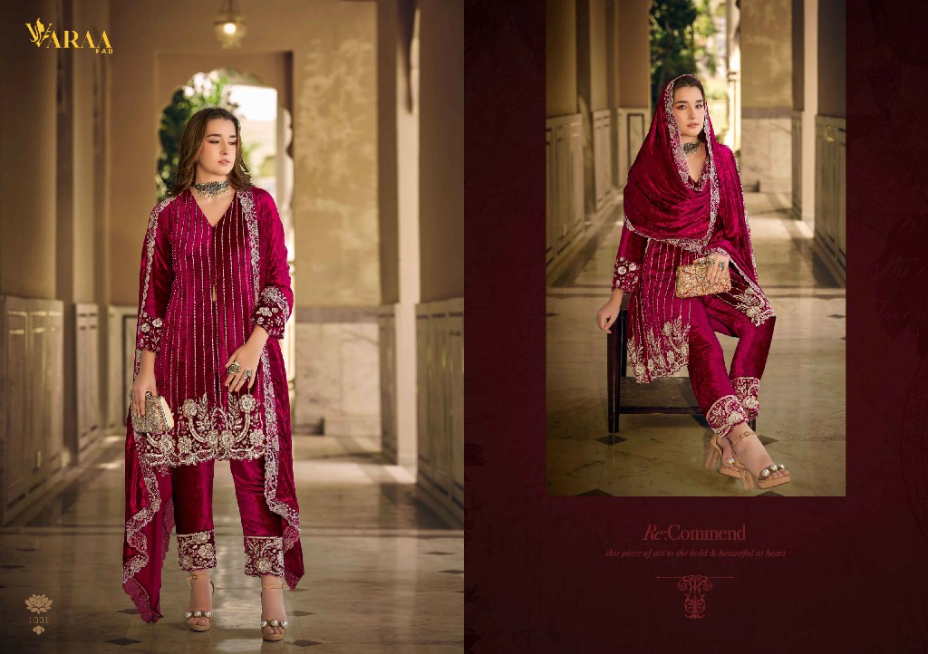 VARAA FAB GUL-E-GULZAR VOL 1 WHOLESALE VISCOSE VELVET WINTER AMAZING DESIGN UNSTITCH SALWAR SUITS EXPORTER