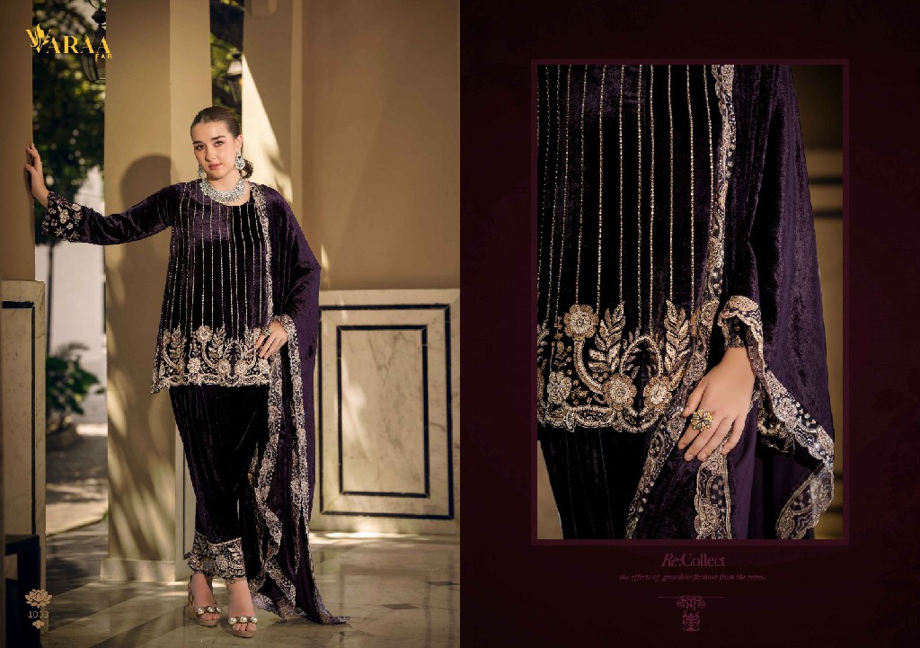 VARAA FAB GUL-E-GULZAR VOL 1 WHOLESALE VISCOSE VELVET WINTER AMAZING DESIGN UNSTITCH SALWAR SUITS EXPORTER