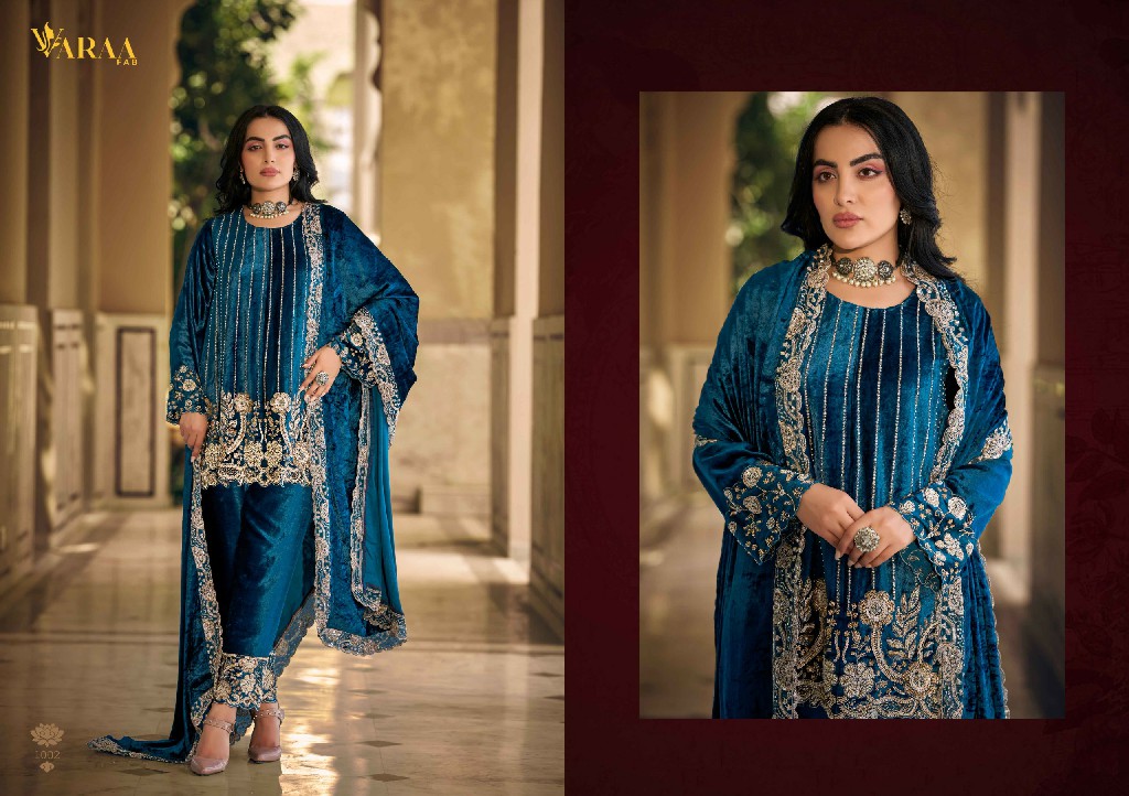 VARAA FAB GUL-E-GULZAR VOL 1 WHOLESALE VISCOSE VELVET WINTER AMAZING DESIGN UNSTITCH SALWAR SUITS EXPORTER
