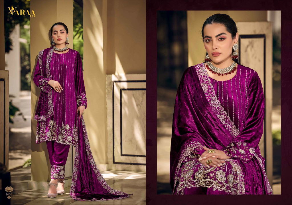 VARAA FAB GUL-E-GULZAR VOL 1 WHOLESALE VISCOSE VELVET WINTER AMAZING DESIGN UNSTITCH SALWAR SUITS EXPORTER