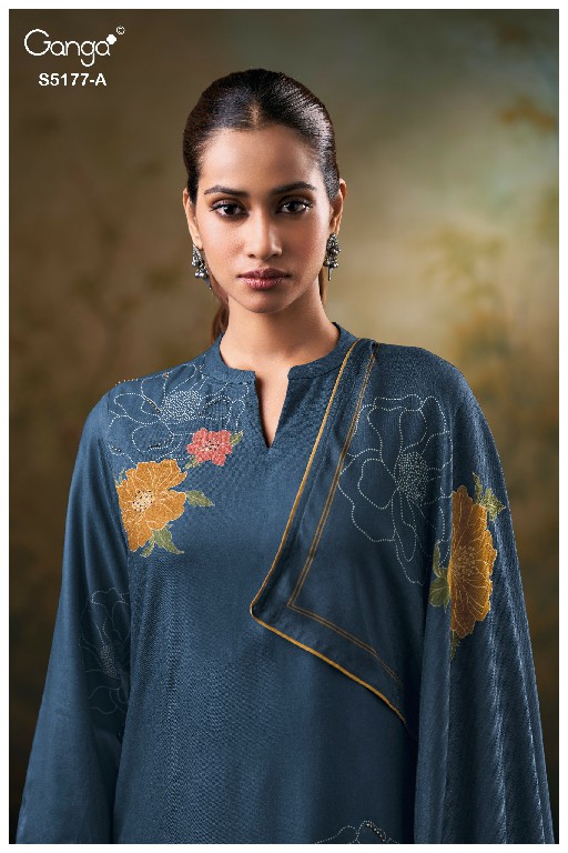 GANGA EREM S5177 WHOLESALE PURE WOOL PASHMINA WINTER WEAR UNSTITCH SALWAR SUITS SUPPLIER