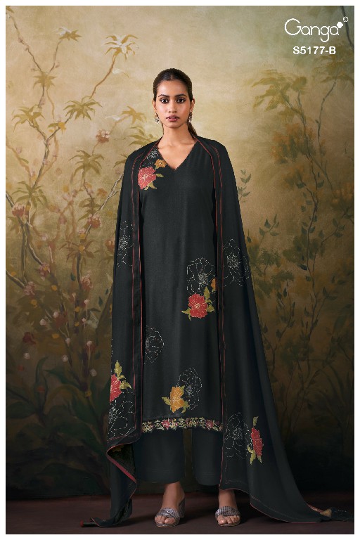 GANGA EREM S5177 WHOLESALE PURE WOOL PASHMINA WINTER WEAR UNSTITCH SALWAR SUITS SUPPLIER