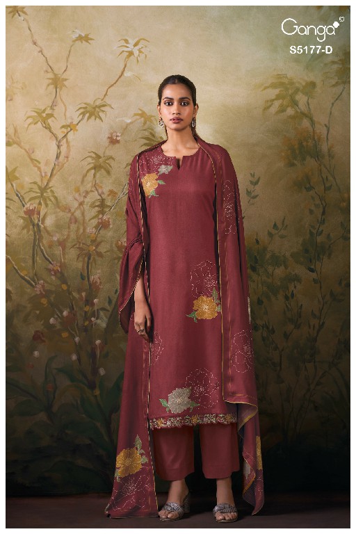 GANGA EREM S5177 WHOLESALE PURE WOOL PASHMINA WINTER WEAR UNSTITCH SALWAR SUITS SUPPLIER