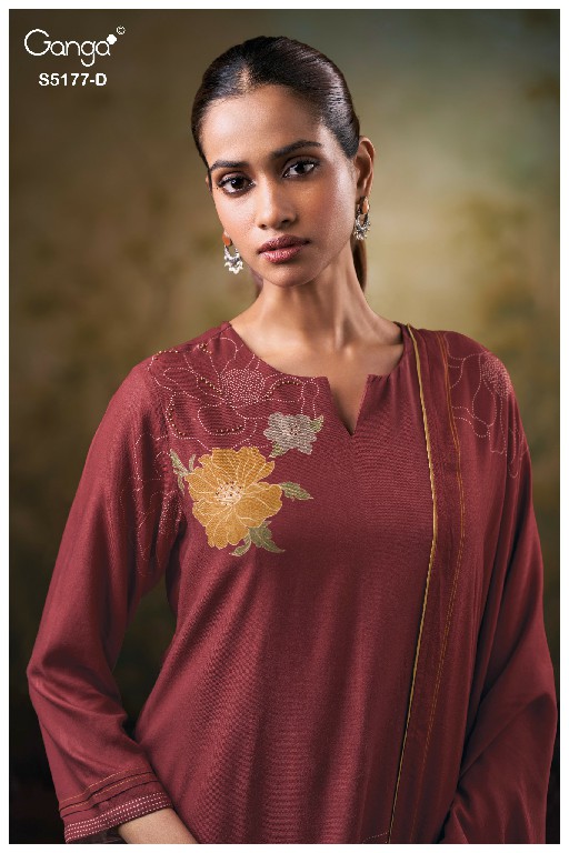 GANGA EREM S5177 WHOLESALE PURE WOOL PASHMINA WINTER WEAR UNSTITCH SALWAR SUITS SUPPLIER