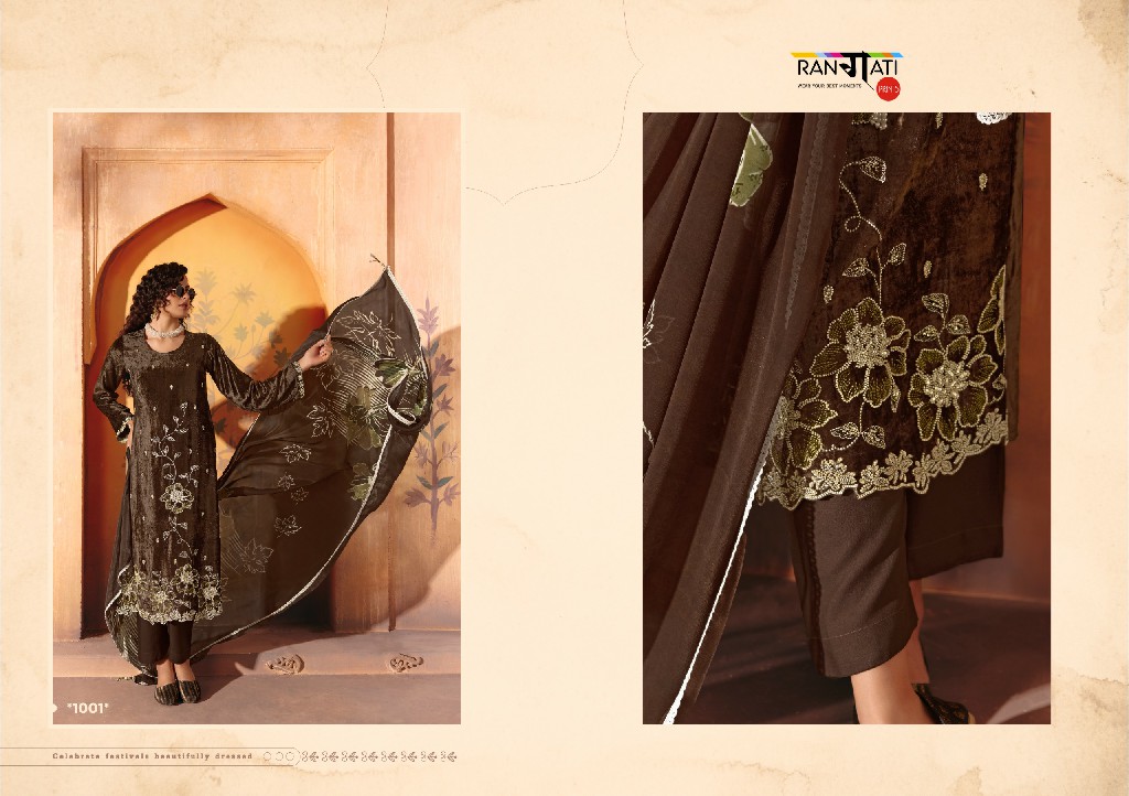 RANGATI PRINTS HIYA WHOLESALE PLUSH VELVET WINTER COLLECTION UNSTITCH SALWAR SUITS EXPORTER