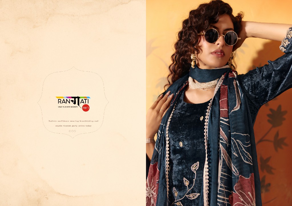 RANGATI PRINTS HIYA WHOLESALE PLUSH VELVET WINTER COLLECTION UNSTITCH SALWAR SUITS EXPORTER