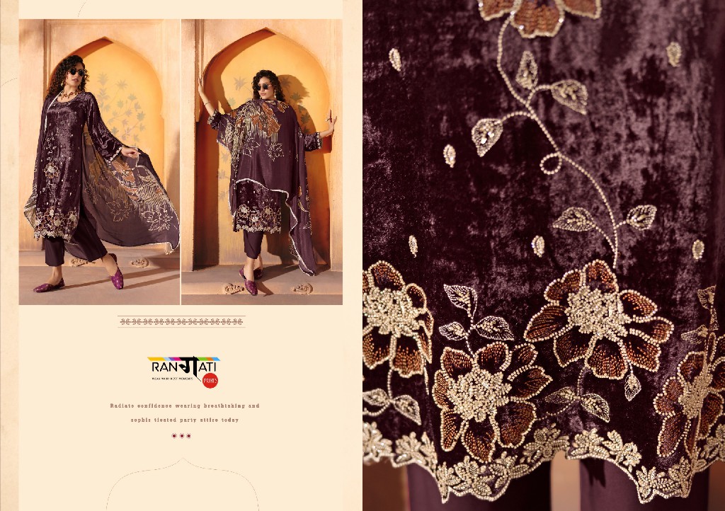 RANGATI PRINTS HIYA WHOLESALE PLUSH VELVET WINTER COLLECTION UNSTITCH SALWAR SUITS EXPORTER
