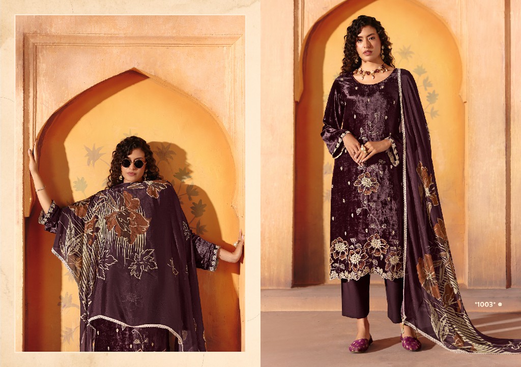 RANGATI PRINTS HIYA WHOLESALE PLUSH VELVET WINTER COLLECTION UNSTITCH SALWAR SUITS EXPORTER