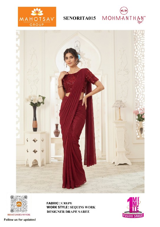 MAHOTSAV MOHMANTHAN SENORITA WHOLESALE LYCRA READY TO WEAR PARTY WEAR SAREES FOR WOMEN ONLINE